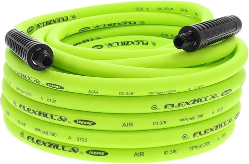 Vista 8 de Flexzilla - Manguera de aire, 3/8 pulgadas x 6,1 metros, conexiones MNPT de 3/8 pulgadas, resistente, ligera, híbrida, ZillaGreen - HFZ1425YW2