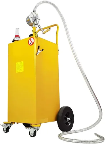 Vista 8 de Tanque de almacenamiento de combustible Gas Caddy de 30 galones, recipiente de diesel, transferencia de aceite, bomba de sifón manual con 4 ruedas