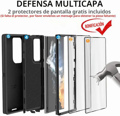 Vista 3 de AICase Funda para Galaxy S22 Ultra con protector de pantalla, protección contra caídas, resistente, a prueba de golpes y polvo, 3 capas, resistente