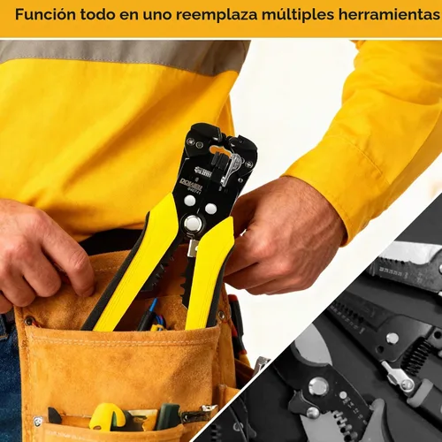 Vista 6 de DOWELL Pelacables automático 10-24 AWG, herramienta multifuncional 3 en 1 para pelar, cortar y engarzar, herramienta eléctrica duradera de alta