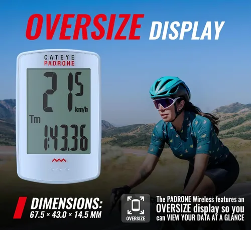 Vista 2 de CATEYE Computadora Inalámbrica para Bicicleta Padrone – Ciclocomputadora con Pantalla de Gran Tamaño, Velocímetro y Odómetro Inalámbricos, Montaje