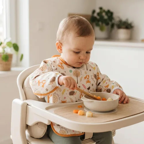 Vista 3 de 3 Pack Long Sleeve baby Bibs for Eating, Waterproof Smock Bib Digger Dinosaur
