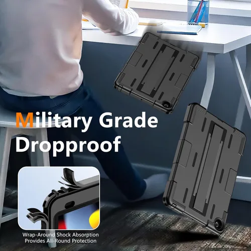 Vista 3 de Funda para iPad de 9ª generación de 10.2 pulgadas, grado militar, a prueba de caídas IP68, impermeable, con protector de pantalla, soporte y correa