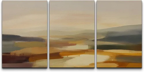 Vista 158 de wall26 Lienzo enmarcado para pared, juego de arte con trazos de pintura roja y naranja vibrante, paisaje, formas abstractas, ilustraciones, arte