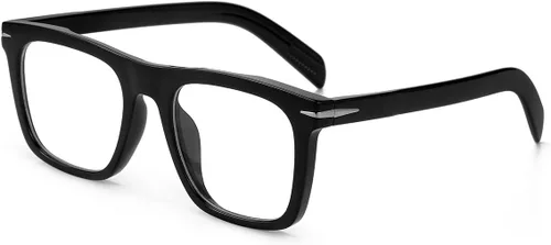 Vista 2 de Gafas de bloqueo de luz azul de moda con marco cuadrado para hombres y mujeres, gafas de computadora sin receta, 01 Negro