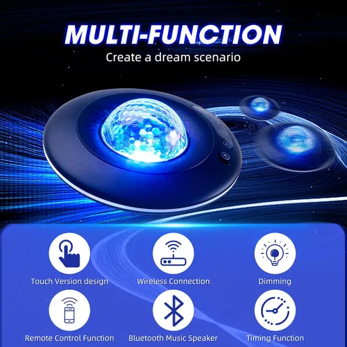 Vista 9 de LooEooDoo Proyector de estrellas, lámpara de proyección estrellada de la galaxia, altavoz Bluetooth con iluminación Aurora con temporizador