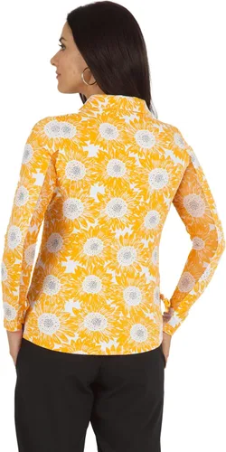 Vista 7 de IBKUL Athleisure Wear - Polo de manga larga con protección solar UPF 50+ Icefil Cooling Tech Ruthie Print de longitud ajustable - 48486