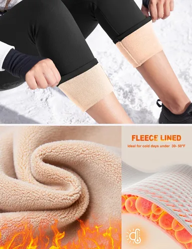 Vista 2 de IUGA Leggings gruesos con forro polar para mujer, de cintura alta, cálidos, pantalones de yoga para entrenamiento de invierno, leggings térmicos