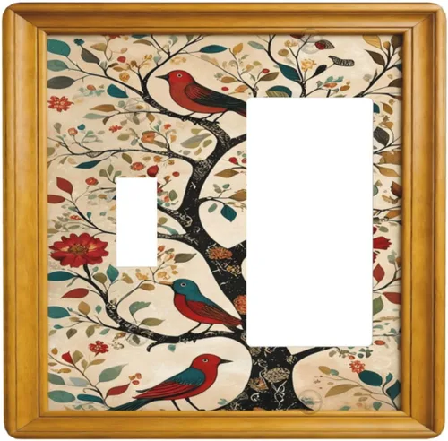 Vista 160 de Cubiertas de Interruptor de Luz Artísticas Decorativas Boho Figura Abstracta Interruptor de Pared Único Placa de Interruptor Decorativo Placa
