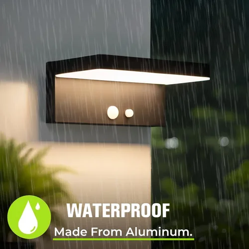 Vista 8 de Luces Solares con Sensor de Movimiento para Exteriores, 2 Unidades - 600 Lúmenes, 3 Modos, IP44, Impermeables, Luz de Pared Solar de Aluminio