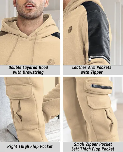 Vista 4 de Conjunto deportivo de 2 piezas para hombre, sudadera con capucha y manga larga