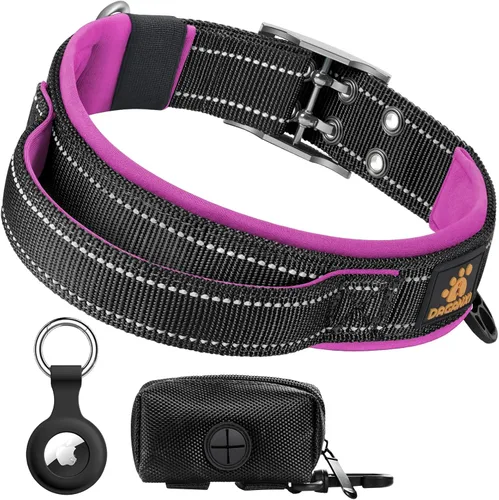 Vista 10 de DAGANXI Collar para perro, ajustable, de neopreno suave, acolchado, transpirable, tira reflectante, collar de nailon para perros pequeños, medianos