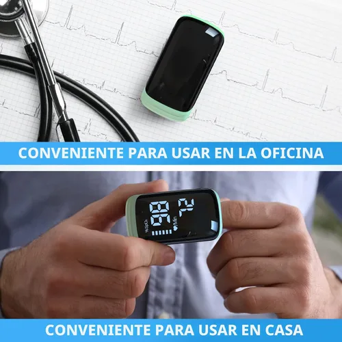 Vista 5 de Oxímetro de pulso de dedo, saturación de oxígeno en sangre en la punta del dedo con monitor de pulso recargable, lectura precisa Spo2 para el hogar
