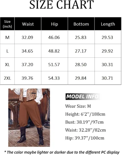Vista 6 de Gafeng Pantalones piratas renacentistas medievales para hombre, disfraz colonial de caballero para Halloween, pantalones cortos con cordones LARP