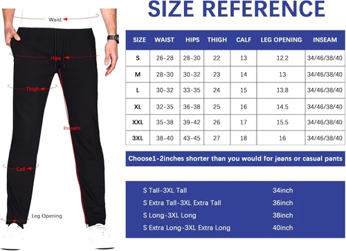 Vista 6 de Idtswch Pantalones deportivos altos para hombre de 34363840 con entrepierna larga, pantalones de entrenamiento ajustados para hombres altos