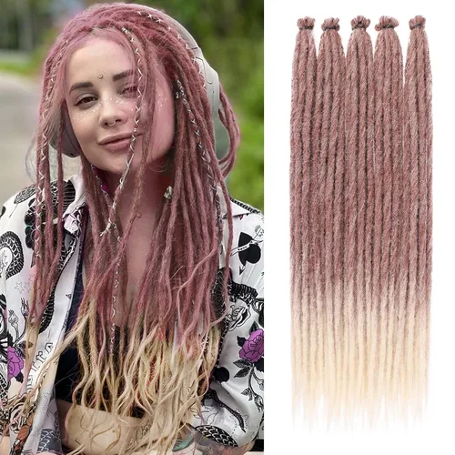 Vista 12 de Leeven Extensiones de Rastas Sintéticas de Doble Punta de 24 Pulgadas 30 Hebras Rastas Boho 613 Rubio 3 Estilos Mixtas Onduladas Rizadas DE Rastas