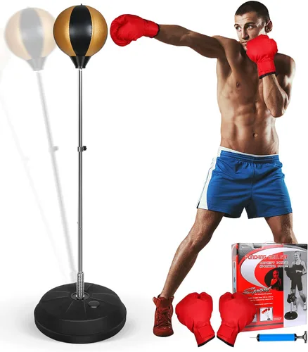 Vista 9 de Bolsa de Reflejos Fitness, Bolsa de Boxeo con Soporte para Bola de Velocidad y Guantes, Bolsa de Boxeo para Adultos y Adolescentes, 150 cm Excelente