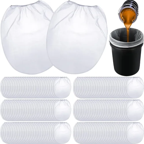 Vista 10 de Patelai 5 bolsas de colador de pintura de 5 galones de malla fina regular/coladores elásticos para uso con pulverizadores de pintura (blanco)