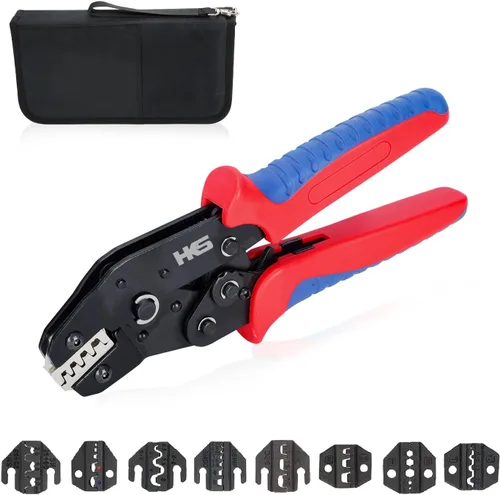 Vista 13 de HKS Herramienta de Engaste para Manguitos, Terminales de Virola y Extremo de Cable de Pin - Engastadoras de Cables con Trinquete - AWG 3-1/0