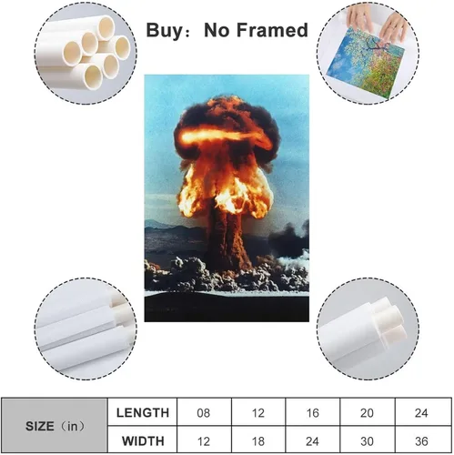 Vista 2 de LGDSBHH Pósteres de propaganda retro con bomba atómica nuclear y escena de explosión, pósteres de pintura en lienzo, pósteres de pintura decorativa