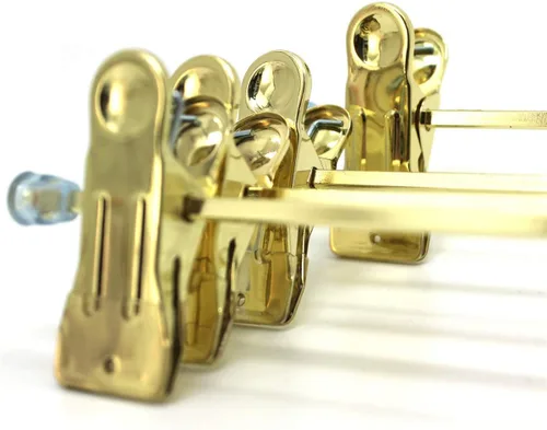 Vista 9 de Paquete de 30 perchas de metal dorado de 13.7 pulgadas con gancho giratorio
