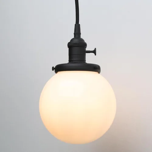 Vista 8 de Pathson Milk White Globe Pendant Light with Switch, Modern Pendant Lamp with Adjustable Wire Cord, Frosted Glass Ceiling Lighting Fixture Decor for