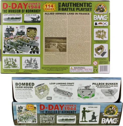 Vista 9 de BMC Toys - Soldados de plástico de la Segunda Guerra Mundial, invasión de Normandía, 114 piezas en caja