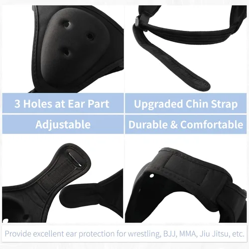 Vista 3 de Casco de lucha para BJJ MMA Jiu Jitsu Protector de Oído Ajustable para Jóvenes Adultos