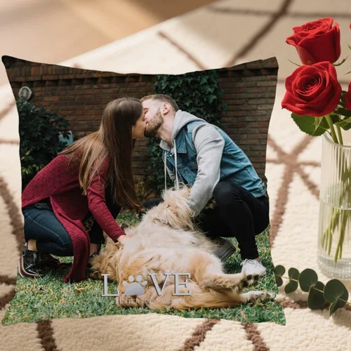 Vista 5 de Personalized One Image Pillow Case with Customized Text Designed for Bedroom or Sofa décor and Providing an Emotional Gift Experience for Loved Ones