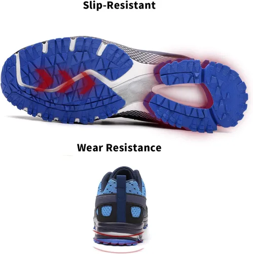 Vista 4 de Zapatos de trabajo de seguridad para hombre, indestructibles, ligeros, transpirables, de malla de seguridad, zapatos de construcción industrial