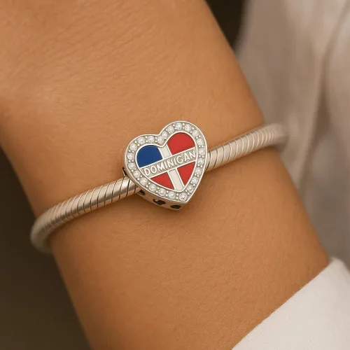 Vista 9 de Mapa del corazón dominicano y dije redondo, dije de regalo de República Dominicana, plata esterlina, regalo para esposa, mujeres, amigos, familia