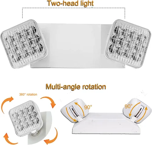 Vista 3 de LED Emergency Lights with Battery Backup 6 Pack, Commercial Emergency Lights Fixture Two Head Adjustable, Hardwired Emergency Light for Business