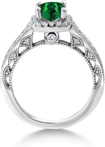 Vista 17 de Gem Stone King Anillo de compromiso de plata de ley 925 de 0.236 in con piedra natal y zafiro blanco creado con acento Anillo de compromiso