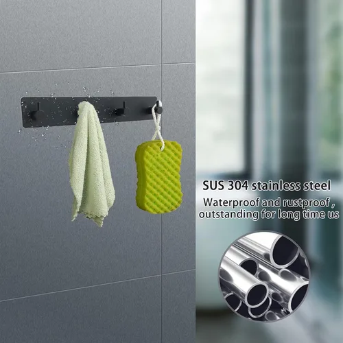 Vista 7 de Soporte para llaves de pared, ganchos decorativos para pared, organizador de llaves adhesivo adhesivo, ganchos de acero inoxidable para colgar
