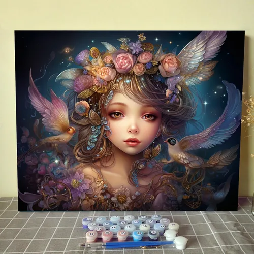 Vista 21 de Tucocoo Pintura de bebé durmiendo por número para adultos y niñas africanas, pintura por número para niños, estilo de moda, pintura moderna