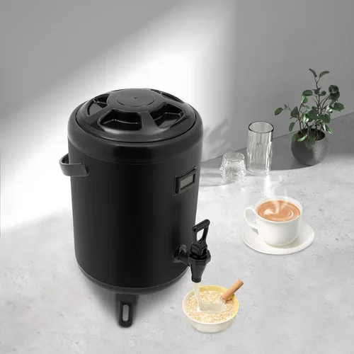 Vista 5 de Dispensador de bebidas aislado de acero inoxidable de 8/10/12 L, dispensador de bebidas calientes y frías con termómetro para café, té, leche, agua