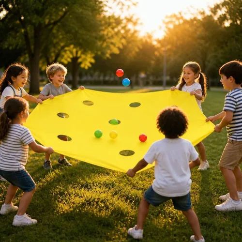 Vista 2 de Sonyabecca Yellow Hole Tarp Team Building Games for Work with 8 Pcs Team Building Ball for Teamwork Group Learning Fun
