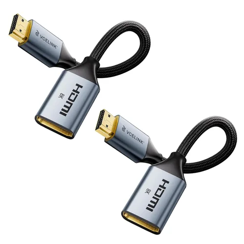 Vista 7 de VCELINK Cable extensor HDMI corto de 8K de 0.6 pies macho a hembra, adaptador de alta velocidad de 48 Gbps compatible con 8K @60Hz, 4K @120Hz/144Hz