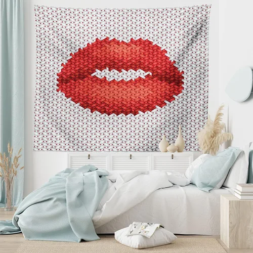 Vista 9 de Ambesonne Tapiz de hongos, atmósfera psicodélica, escena astral estrellada con motivos orientales trippy, decoración de tela para colgar en la pared