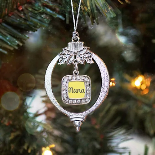 Vista 202 de Inspired Silver - Nana púrpura - Adorno de Navidad plateado - Adorno cuadrado para árbol de Navidad con circonita cúbica - Decoración colgante