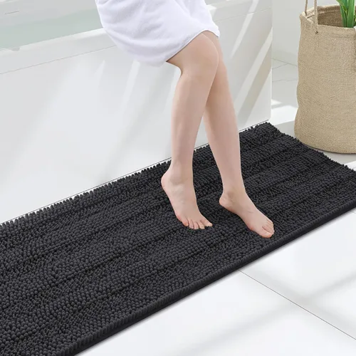 Vista 155 de Grandaily Alfombras de baño de felpilla a rayas de 24 x 16 pulgadas, extra gruesas y suaves, absorbentes, parte trasera de goma, alfombra de ducha