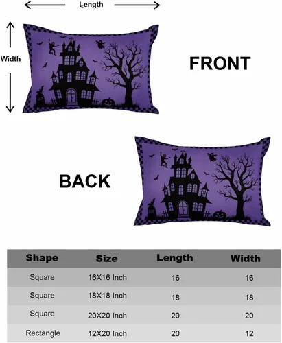 Vista 6 de Juego de 2 fundas de almohada de Halloween de 20 x 12 pulgadas, diseño de castillo embrujado, fantasma, fundas de cojín decorativas, fundas