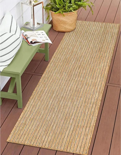 Vista 33 de Liora Manne Carmel - Alfombra tejida de perfil bajo de fácil cuidado para interiores y exteriores, color aguamarina, 6 pies 6 pulgadas x 9 pies 4