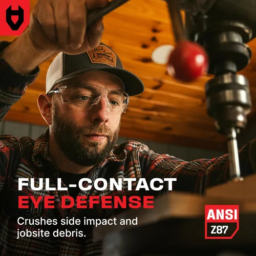Vista 4 de NoCry Gafas de Tiro Transparentes para Hombres con Lentes Envolventes Antivaho y Resistentes a los Arañazos — Anteojos de Seguridad ANSI Z87