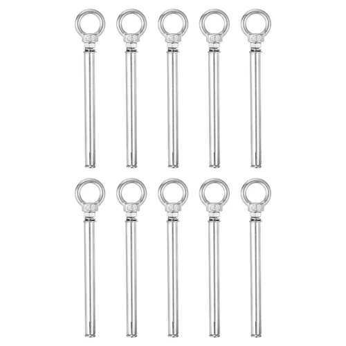 Vista 22 de uxcell Aro de elevación de la expansión, 8pcs M6x50mm 304 tornillo de expansión de acero inoxidable con anillo de ojo para pared de ladrillo