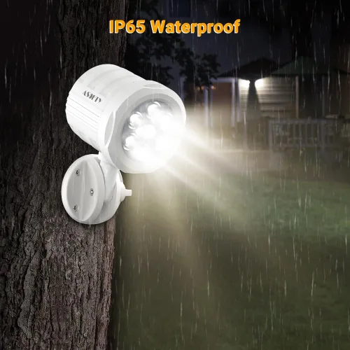 Vista 6 de Luz de exterior con sensor de movimiento, funciona con pilas, 6 LED de 1000 lúmenes inalámbricos con control remoto, IP65 impermeable 6000 K, luz