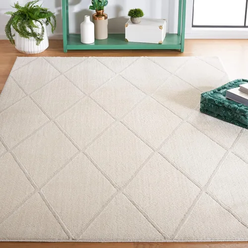 Vista 31 de SAFAVIEH - Alfombra de colección Revive, 9' x 12', beige, diseño enrejado, no se desprende y de fácil cuidado, ideal para áreas de alto tráfico