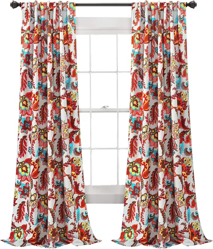 Vista 15 de Lush Decor Zara Jacobean - Paneles de cortina para oscurecer la habitación, 2 piezas, gris (95 x 52 pulgadas)
