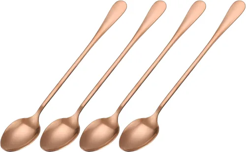Vista 10 de uxcell Juego de 4 cucharas de mango largo, cuchara de helado de acero inoxidable de 7.5 pulgadas, cucharas de café para mezclar, bebidas, café (azul)