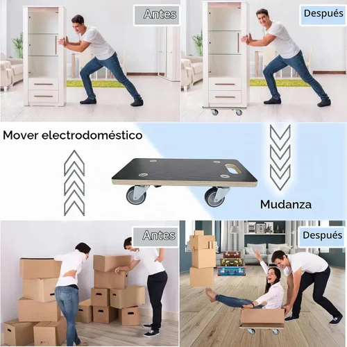 Vista 7 de Carrito Móvil para Muebles Plataforma de Madera 2 Paquetes, 17.32 x 9.06 pulgadas, Capacidad de 882 libras Carritos de Madera Resistentes